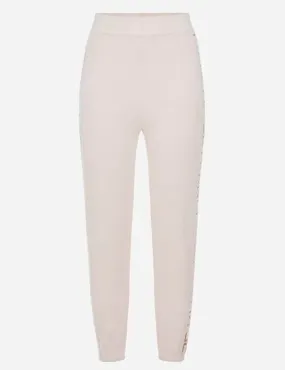 Elisabetta Franchi     Pantalone jogger logato in ciniglia Burro/Cammello