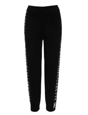 Elisabetta Franchi     Pantalone jogger logato in ciniglia Nero/Burro