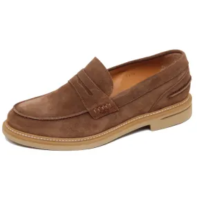 F4980 mocassino uomo light brown ALTIERI MILANO scarpe suede shoe loafer man
