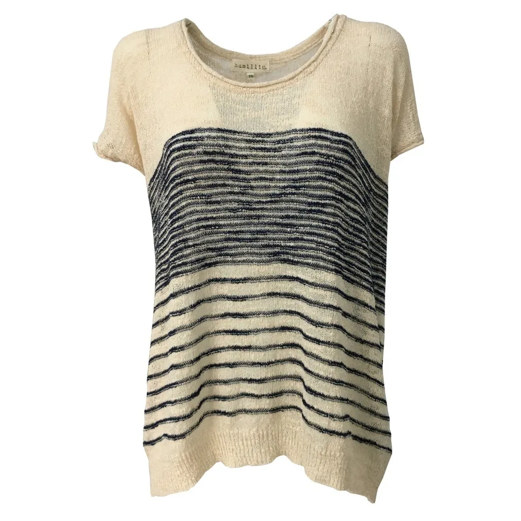HUMILITY 1949 maglia donna over beige / blu 70% acrilico 30% poliammide MADE IN ITALY