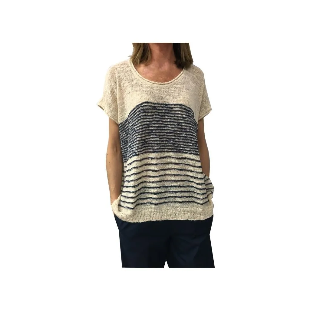 HUMILITY 1949 maglia donna over beige / blu 70% acrilico 30% poliammide MADE IN ITALY