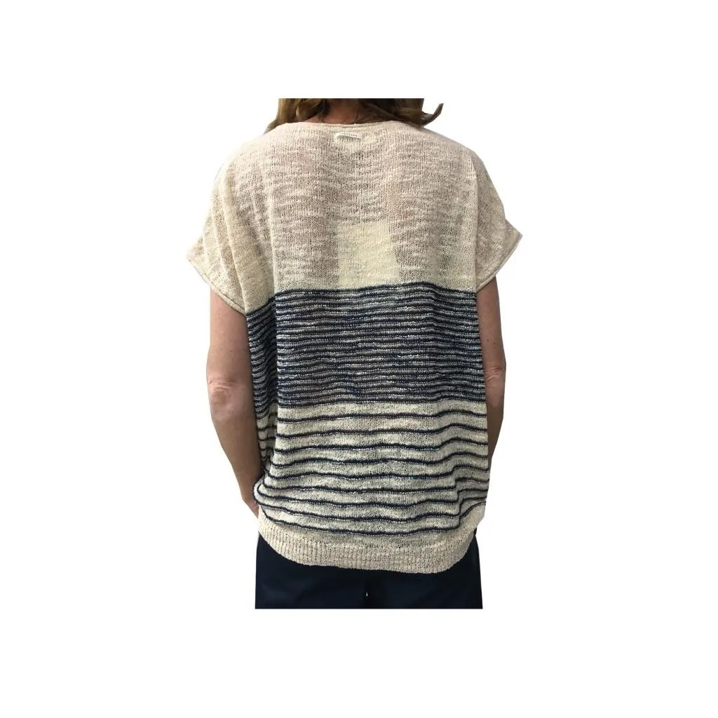 HUMILITY 1949 maglia donna over beige / blu 70% acrilico 30% poliammide MADE IN ITALY