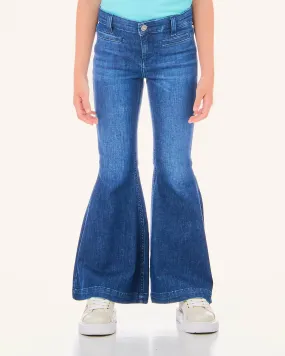 Jeans flare in cotone stretch a lavaggio scuro stone washed 12-16 anni