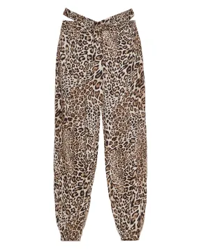 Pantalone jogger raso leopardato
